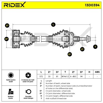 Półoś Napędowa RIDEX 13D0394 13D0394 - foto 7