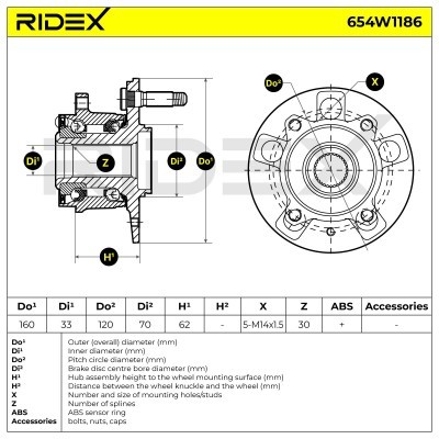 Łożysko Koła RIDEX 654W1186 654W1186 - foto 6