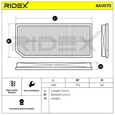 Filtr Powietrza RIDEX 8A0573 8A0573 - foto 6