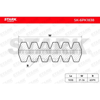 Pasek Klinowy Wielorowkowy Stark SK-6PK1838 SK-6PK1838 - foto 4