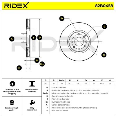 Tarcza hamulcowa RIDEX 82B0458 82B0458 - foto 6
