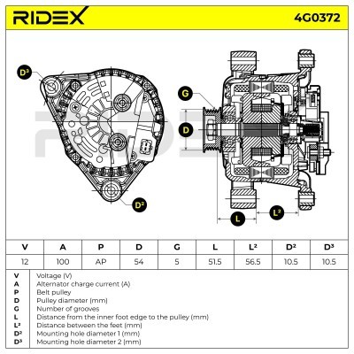 Alternator RIDEX 4G0372 4G0372 - foto 7