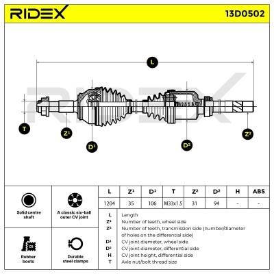 Półoś Napędowa RIDEX 13D0502 13D0502 - foto 7