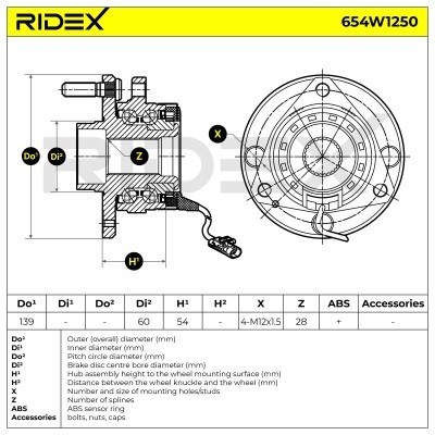 Łożysko Koła RIDEX 654W1250 654W1250 - foto 6