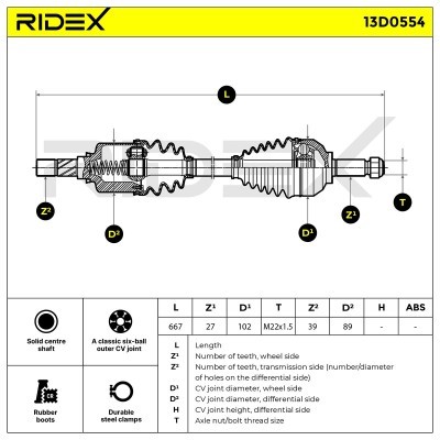 Półoś Napędowa RIDEX 13D0554 13D0554 - foto 6
