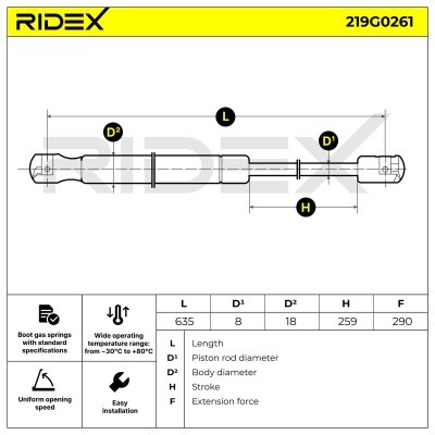Amortyzator Pokrywy Bagażnika RIDEX 219G0261 219G0261 - foto 11