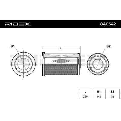 Filtr Powietrza RIDEX 8A0342 8A0342 - foto 3