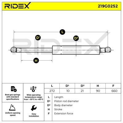 Amortyzator Pokrywy Bagażnika RIDEX 219G0252 219G0252 - foto 6
