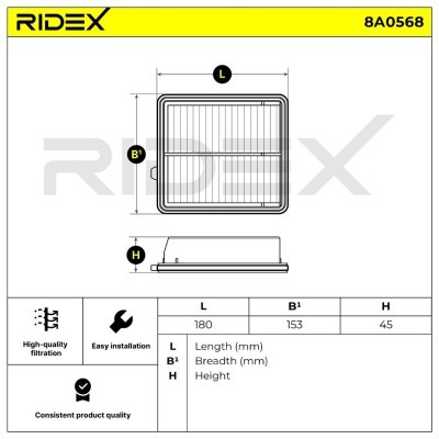 Filtr Powietrza RIDEX 8A0568 8A0568 - foto 6