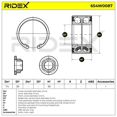 Łożysko Koła RIDEX 654W0087 654W0087 - foto 2