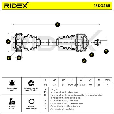 Półoś Napędowa RIDEX 13D0265 13D0265 - foto 6