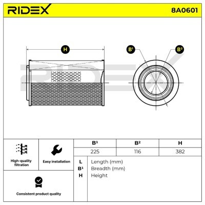 Filtr Powietrza RIDEX 8A0601 8A0601 - foto 6