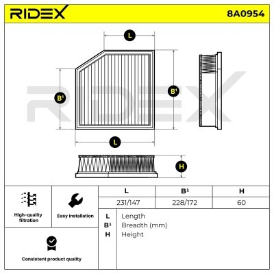 Filtr Powietrza RIDEX 8A0954 8A0954 - foto 6