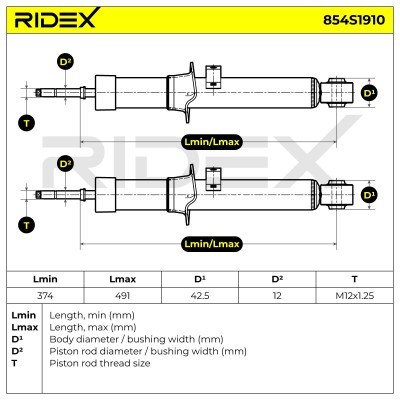 Amortyzator RIDEX 854S1910 854S1910 - foto 5