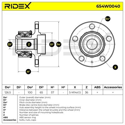 Łożysko Koła RIDEX 654W0040 654W0040 - foto 5