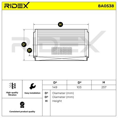 Filtr Powietrza RIDEX 8A0538 8A0538 - foto 6