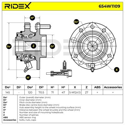 Łożysko Koła RIDEX 654W1109 654W1109 - foto 5