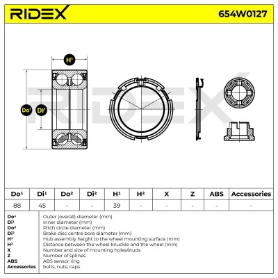 Łożysko Koła RIDEX 654W0127 654W0127 - foto 3