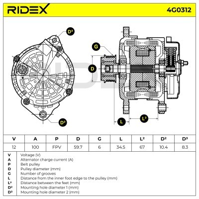 Alternator RIDEX 4G0312 4G0312 - foto 7