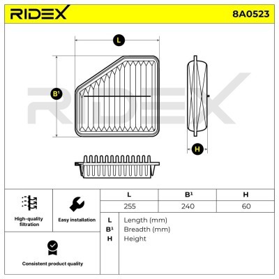 Filtr Powietrza RIDEX 8A0523 8A0523 - foto 4