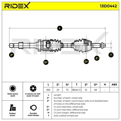 Półoś Napędowa RIDEX 13D0442 13D0442 - foto 8
