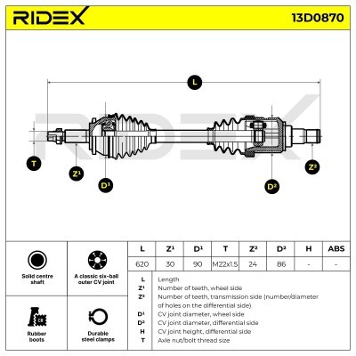 Półoś Napędowa RIDEX 13D0870 13D0870 - foto 7