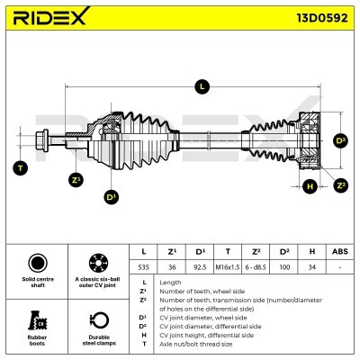 Półoś Napędowa RIDEX 13D0592 13D0592 - foto 6