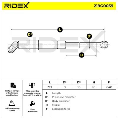 Amortyzator Pokrywy Bagażnika RIDEX 219G0059 219G0059 - foto 7