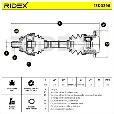 Półoś Napędowa RIDEX 13D0396 13D0396 - foto 7