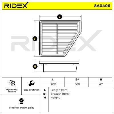 Filtr Powietrza RIDEX 8A0406 8A0406 - foto 6