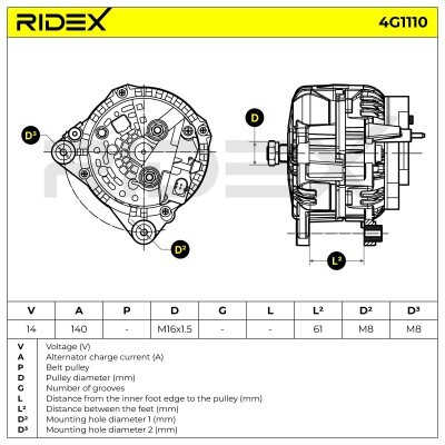 Alternator RIDEX 4G1110 4G1110 - foto 5