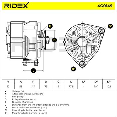 Alternator RIDEX 4G0149 4G0149 - foto 7