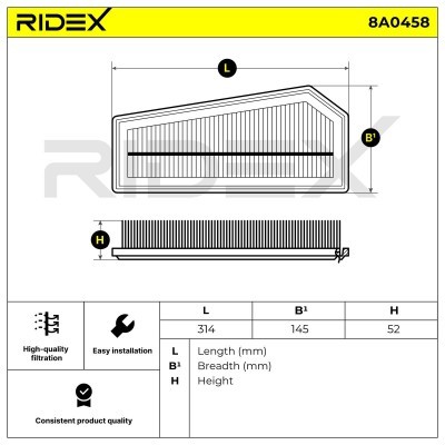 Filtr Powietrza RIDEX 8A0458 8A0458 - foto 4