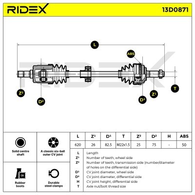Półoś Napędowa RIDEX 13D0871 13D0871 - foto 7