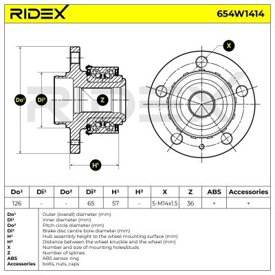 Łożysko Koła RIDEX 654W1414 654W1414 - foto 5