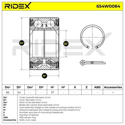 Łożysko Koła RIDEX 654W0084 654W0084 - foto 3