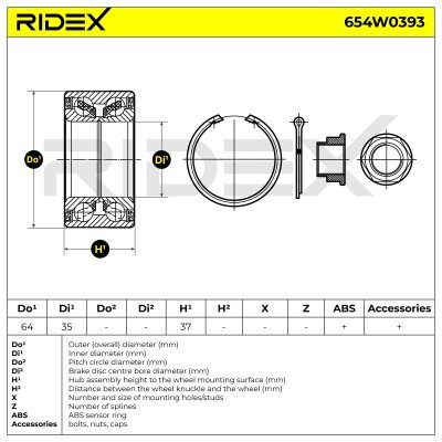 Łożysko Koła RIDEX 654W0393 654W0393 - foto 5