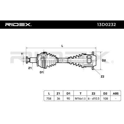 Półoś Napędowa RIDEX 13D0232 13D0232 - foto 7