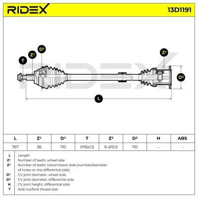 Półoś Napędowa RIDEX 13D1191 13D1191 - foto 7
