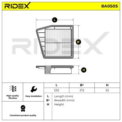Filtr Powietrza RIDEX 8A0505 8A0505 - foto 6