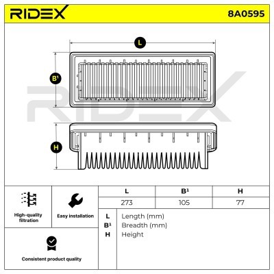 Filtr Powietrza RIDEX 8A0595 8A0595 - foto 6