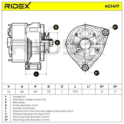 Alternator RIDEX 4G1417 4G1417 - foto 5