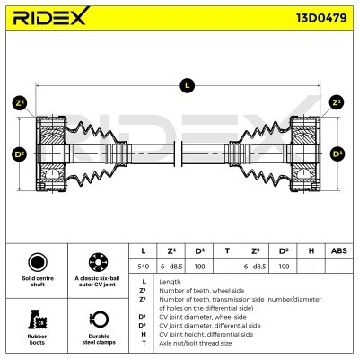 Półoś Napędowa RIDEX 13D0479 13D0479 - foto 5