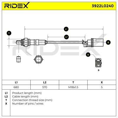 Sonda Lambda RIDEX 3922L0240 3922L0240 - foto 6