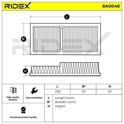 Filtr Powietrza RIDEX 8A0048 8A0048 - foto 6