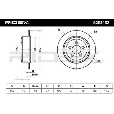 Tarcza hamulcowa RIDEX 82B1452 82B1452 - foto 9