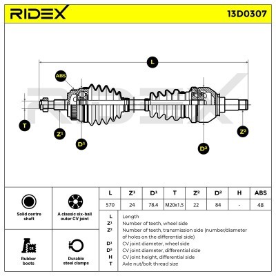 Półoś Napędowa RIDEX 13D0307 13D0307 - foto 6