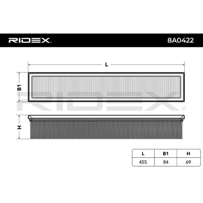 Filtr Powietrza RIDEX 8A0422 8A0422 - foto 5