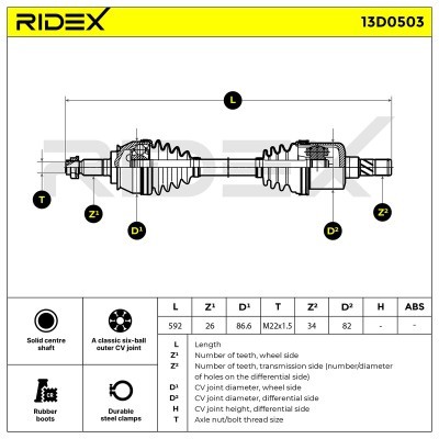 Półoś Napędowa RIDEX 13D0503 13D0503 - foto 7