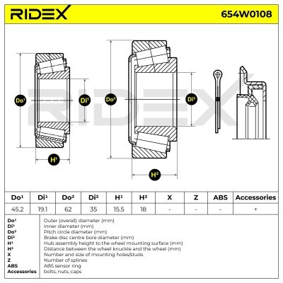 Łożysko Koła RIDEX 654W0108 654W0108 - foto 2